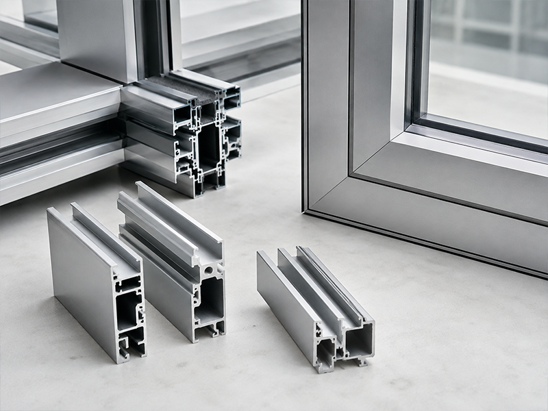 Curtain wall and structural aluminum profiles prepared for miter and corner assembly