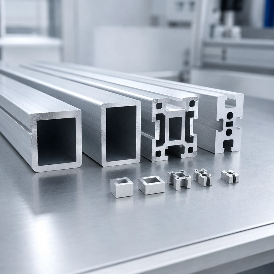 Aluminum profile cutting samples for short-tail material-saving evaluation