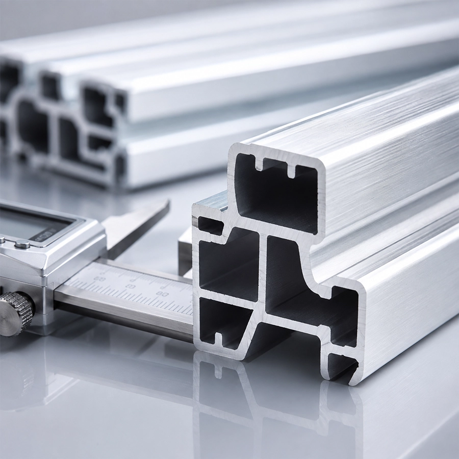 Finished cut aluminum extrusion sample for surface-quality verification