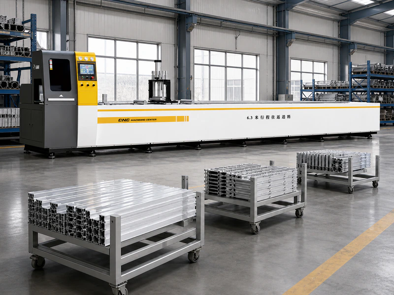 Batch aluminum profile production using JR-650CNC-3A-1S zero-tail cutting machine