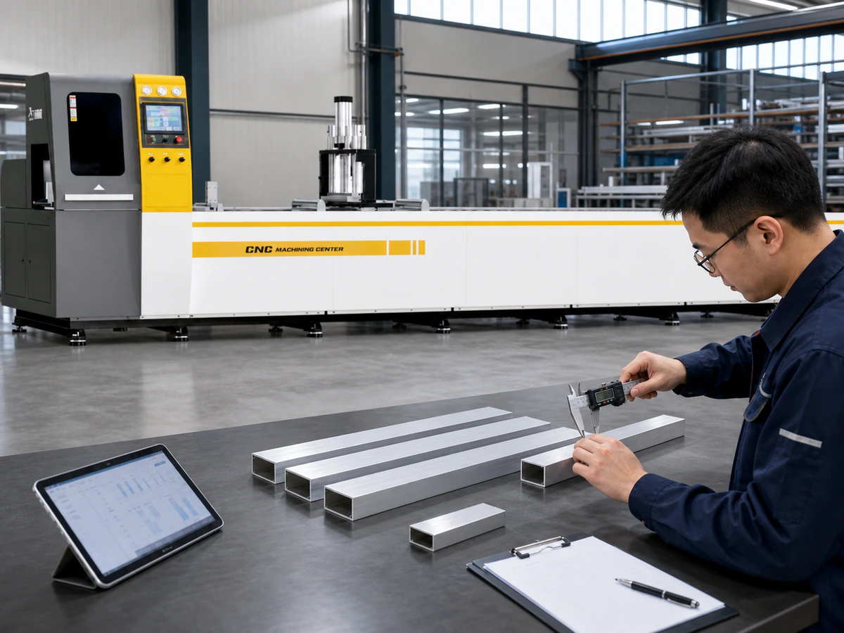 Factory measurement of aluminum remnant and finished parts before delivery