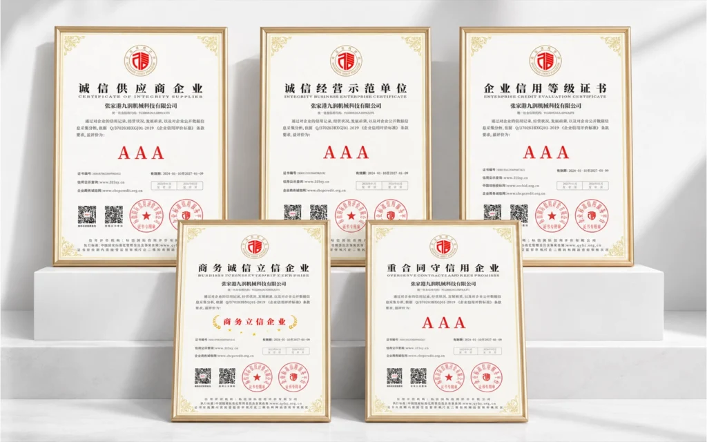 Verified JiurunCut company qualification documents and industry certificates
