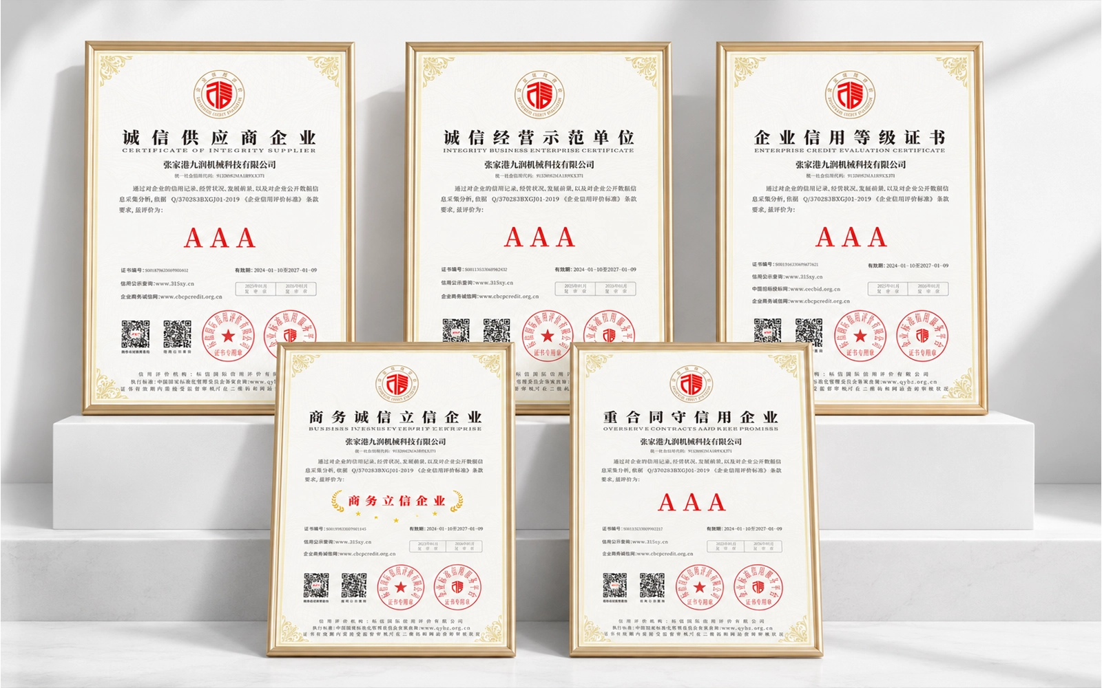 Verified Company Credentials and Documents | JiurunCut Verified JiurunCut company qualification documents and industry certificates