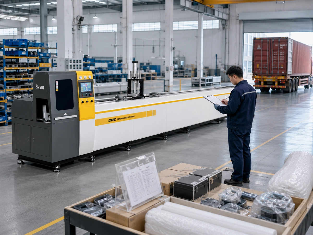 Aluminum Cutting Machine Commissioning & Delivery | JiurunCut JiurunCut technician commissioning an aluminum cutting machine before delivery