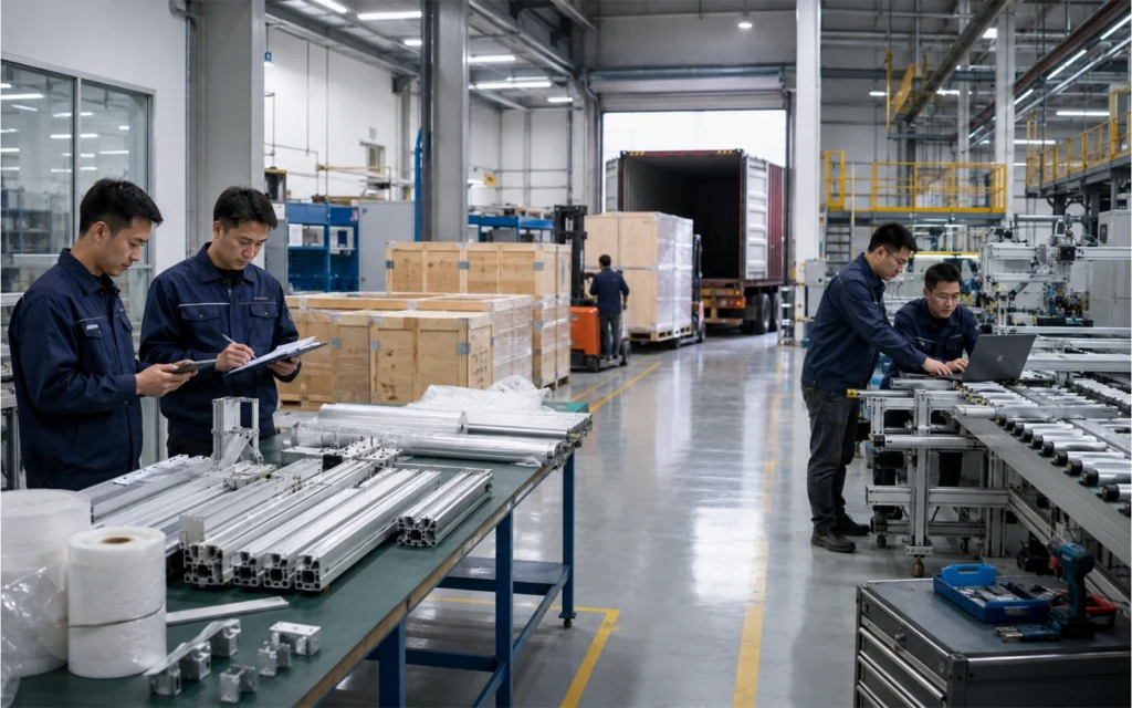 JiurunCut technicians preparing aluminum samples and equipment for customer support
