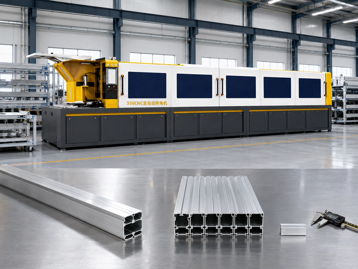 JR-550CNC-CORNER Multi-Angle Aluminum Cutting | JiurunCut JR-550CNC-CORNER multi-angle aluminum cutting machine with angled profile samples