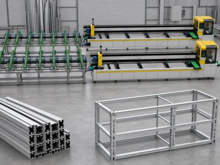 Aluminum Extrusion Cutting Machine application - Energy storage frame profiles