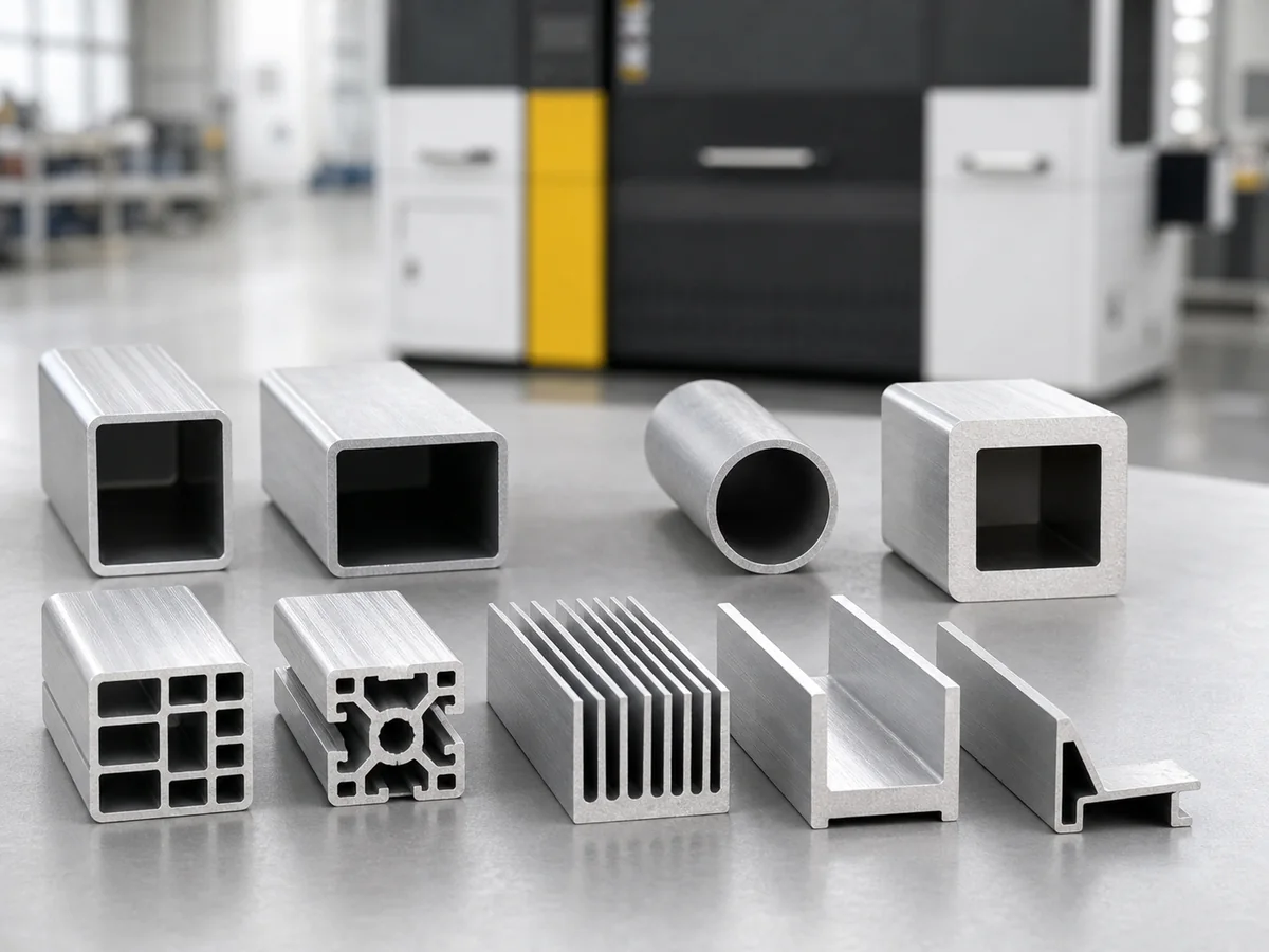 Aluminum profile cross-sections arranged for automatic cutting machine fit review