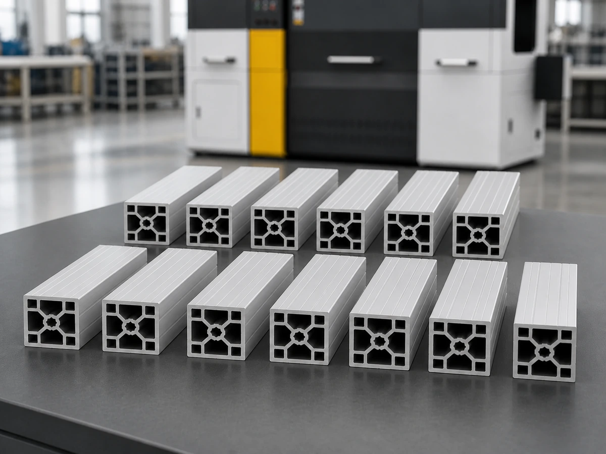 Batch of equal-length aluminum profiles produced by an automatic aluminum cutting machine