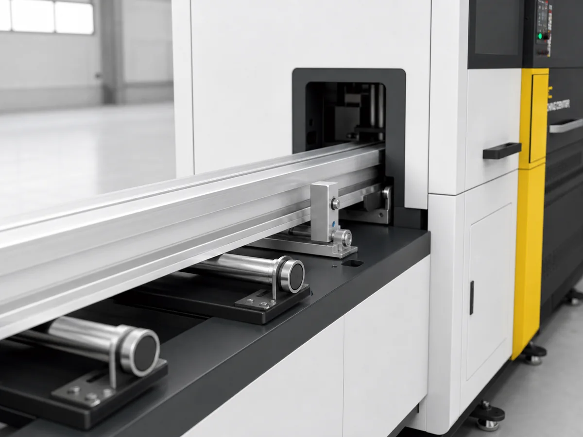 Automatic aluminum cutting machine profile feeding and support setup