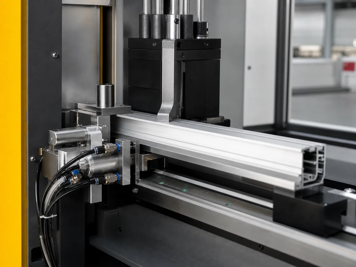 Aluminum profile clamping and positioning mechanism before cutting