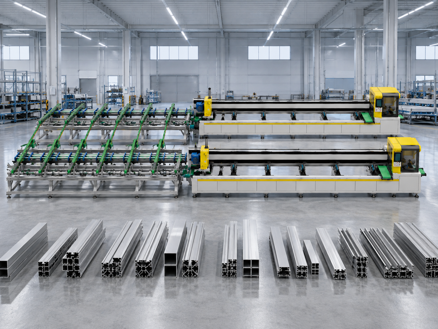 JR-650CNC automatic aluminum extrusion cutting line with loading and feeding system