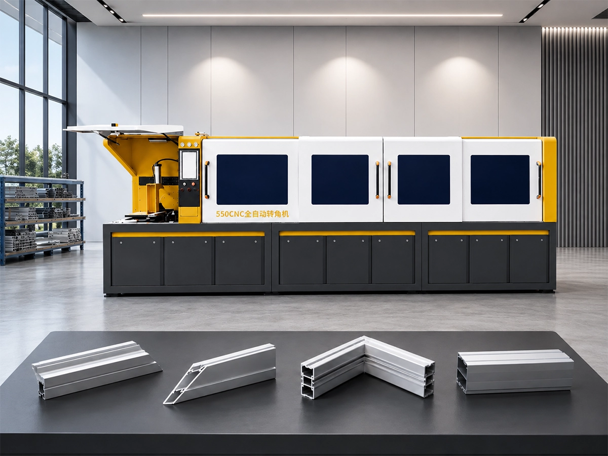 Jiurun JR-550CNC-CORNER multi-angle aluminum cutting machine with genuine angled samples