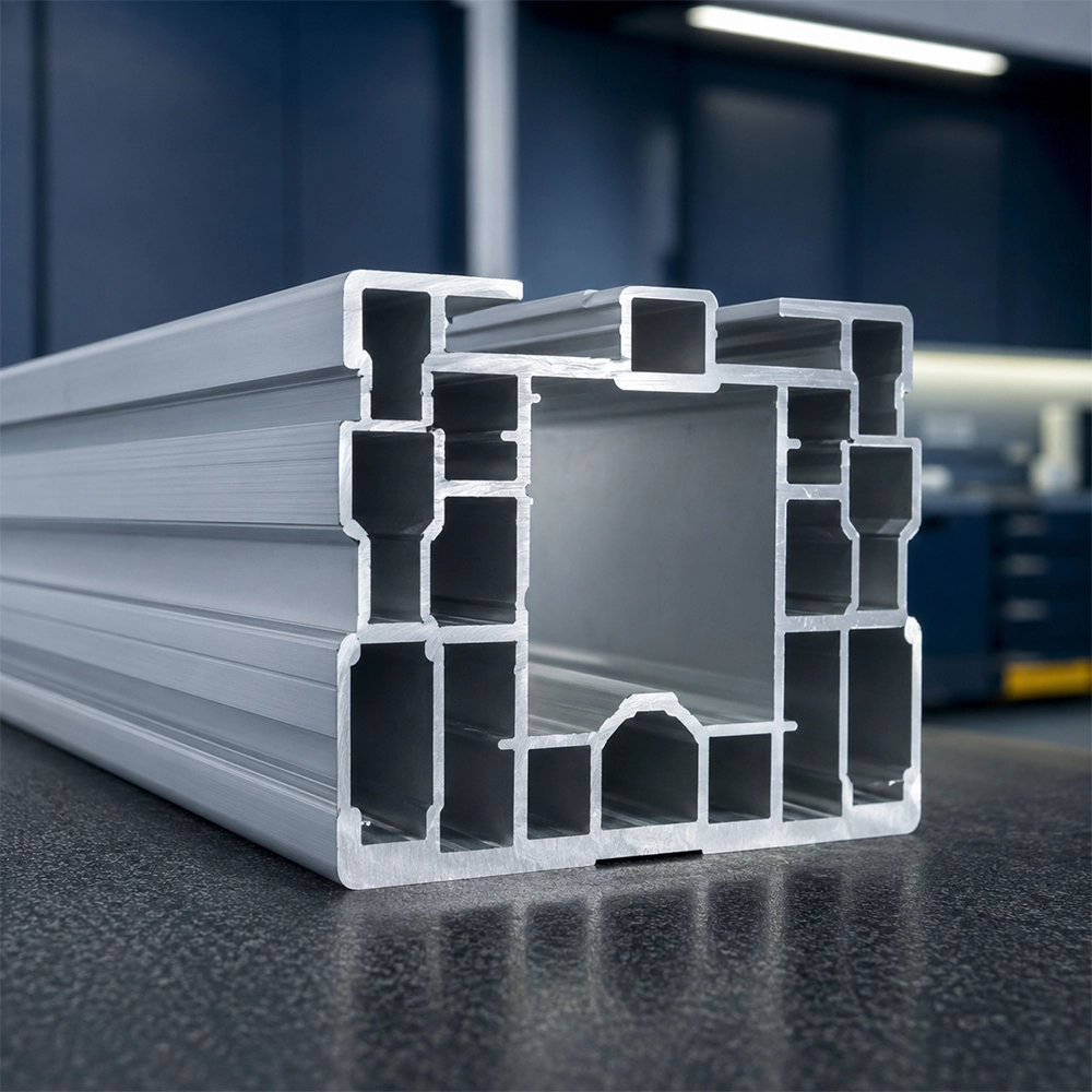 Smooth circular-sawn cut surface on a complex aluminum extrusion