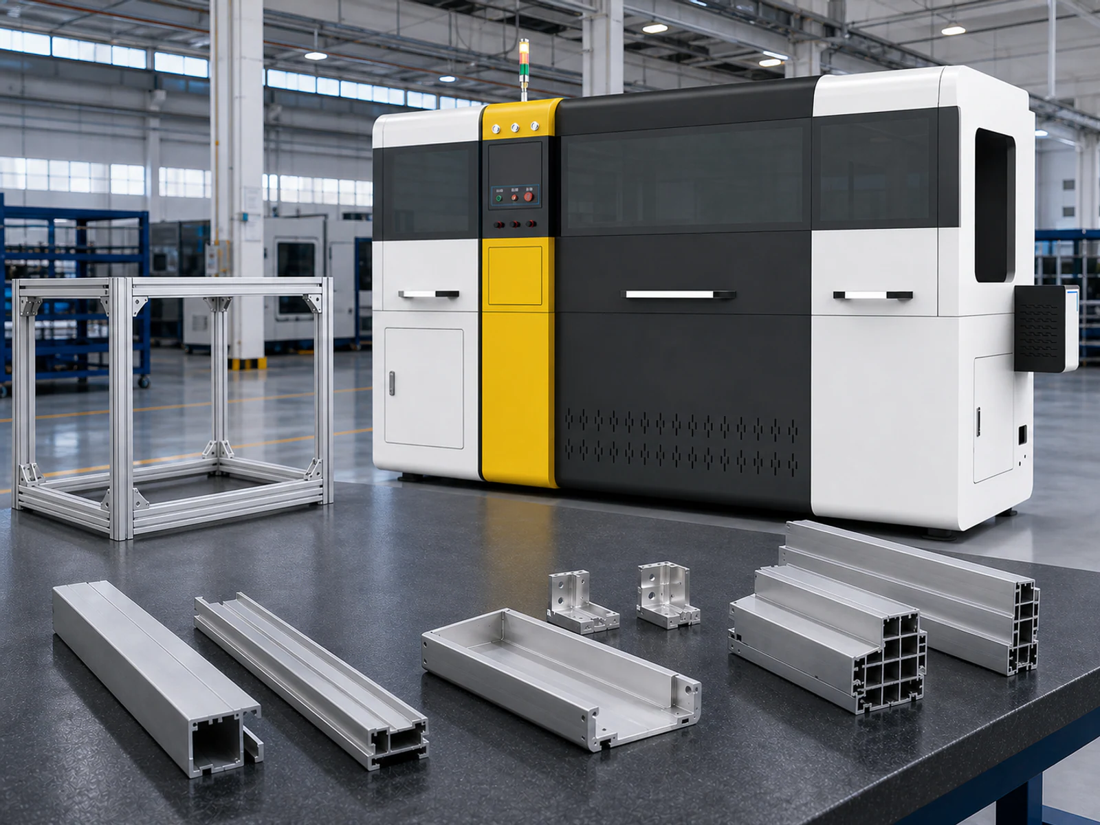 Aluminum cutting machine with energy storage PACK frame and cabinet profiles