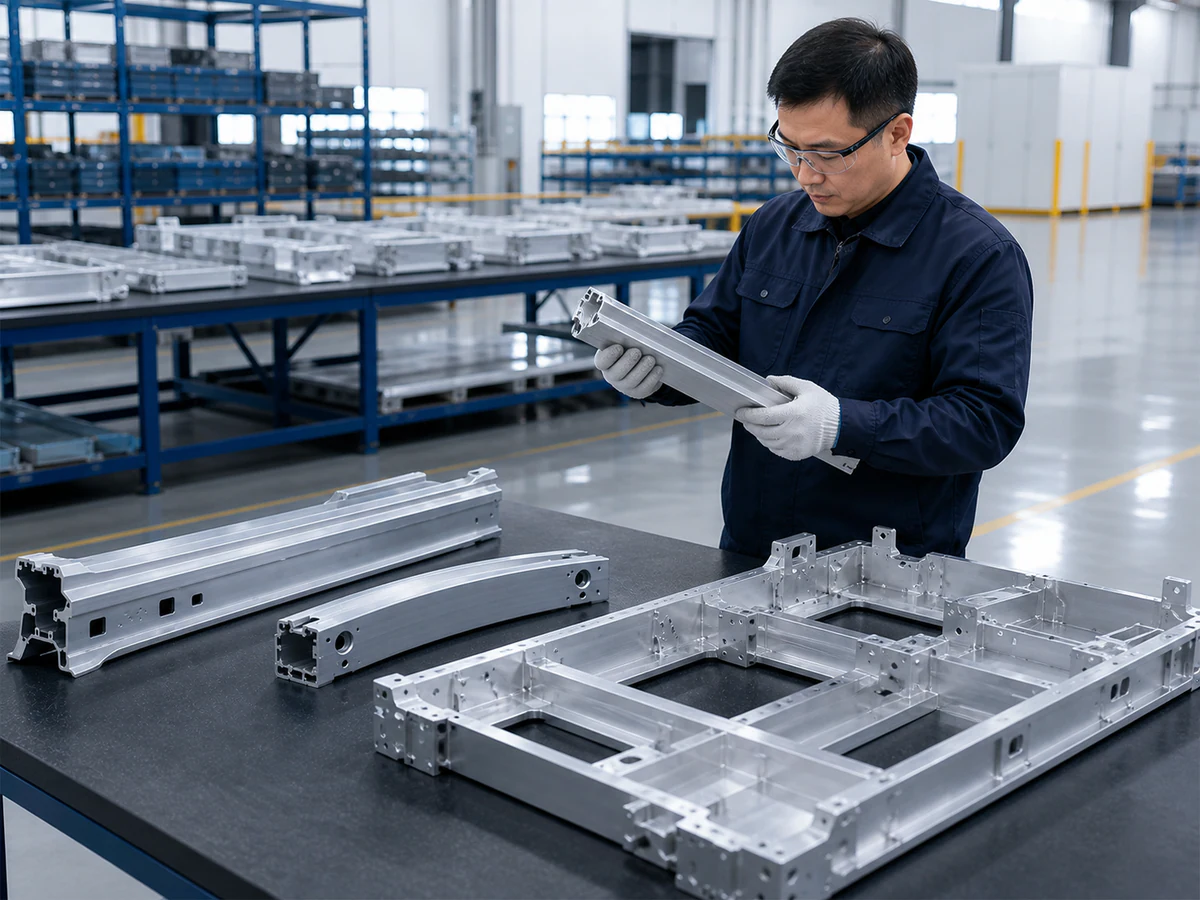 Finished EV aluminum samples checked for visible-surface and cut-face quality