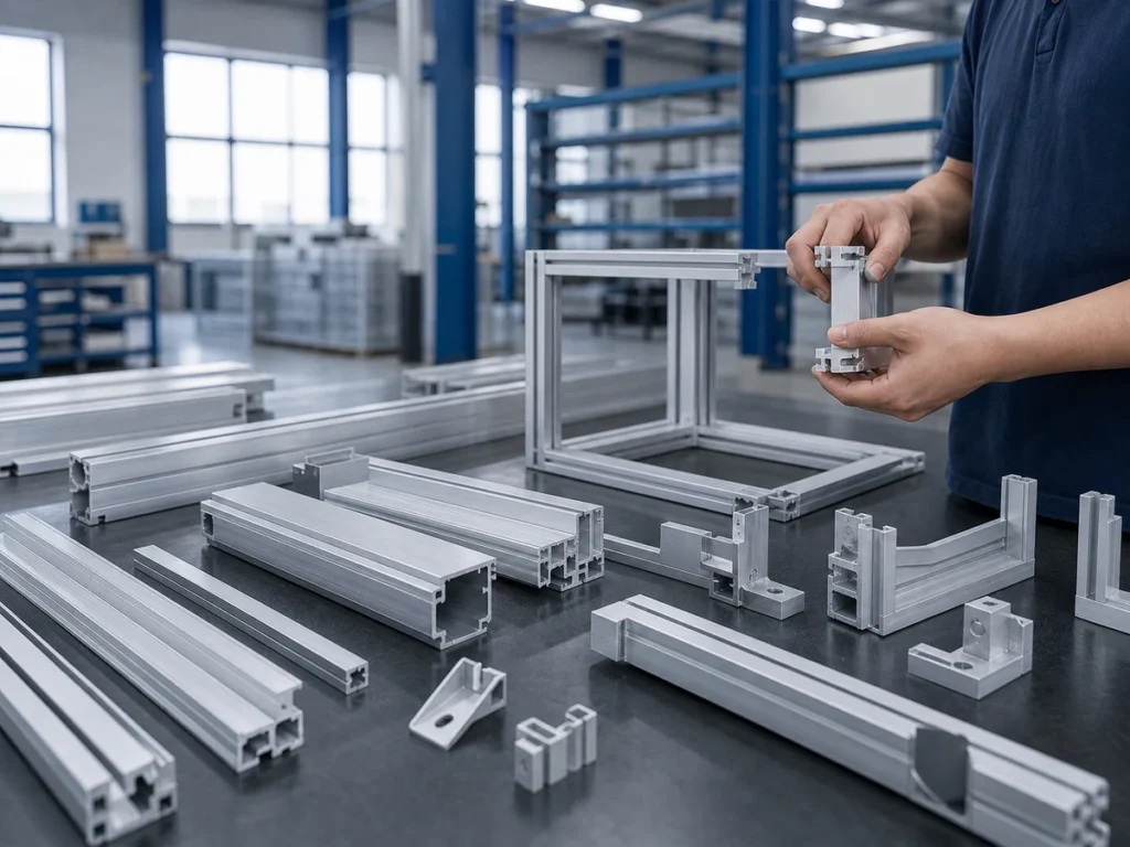 Equipment enclosure aluminum profiles and frame components