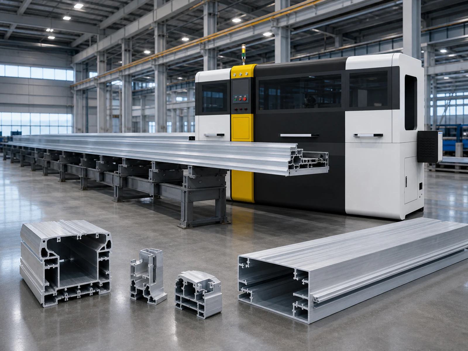 Jiurun automatic aluminum cutting machine with long reinforced rail transit structural profiles