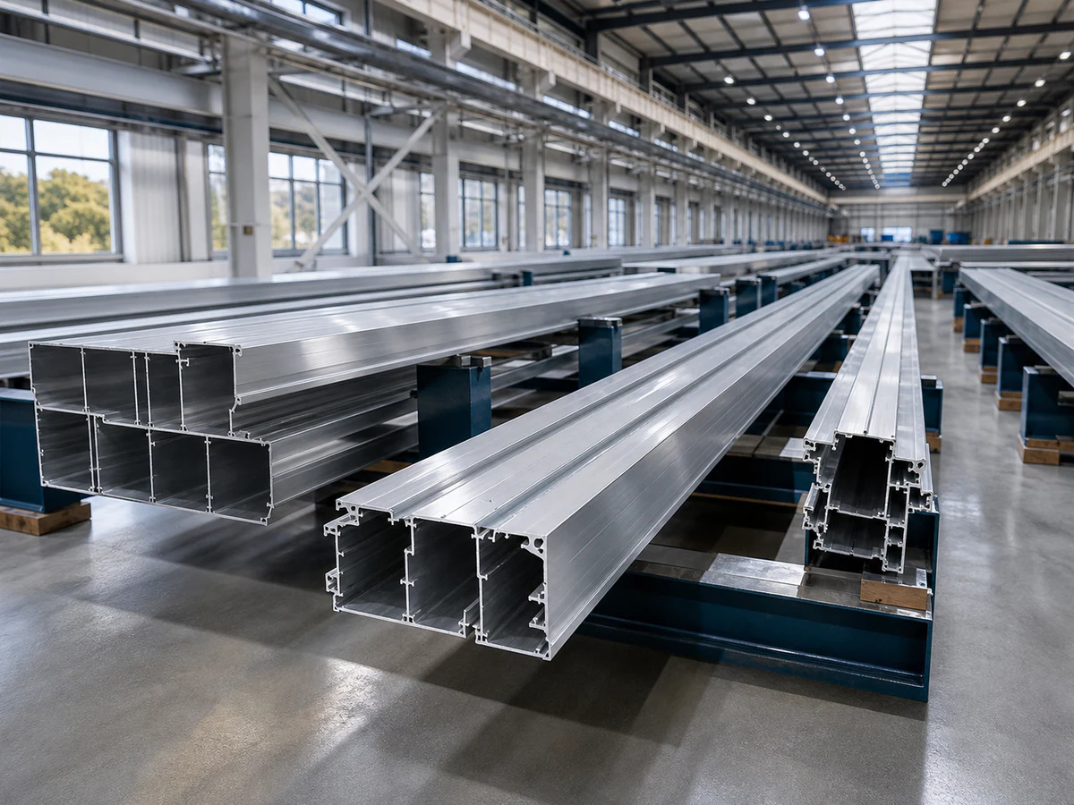 Long rail transit structural aluminum profiles supported for cutting