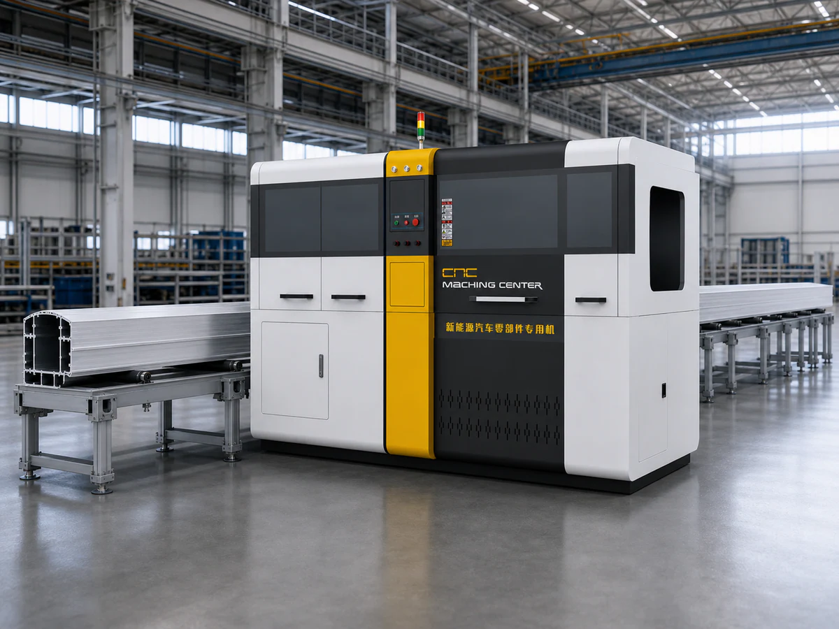 Long rail transit aluminum extrusion supported along the feeding path