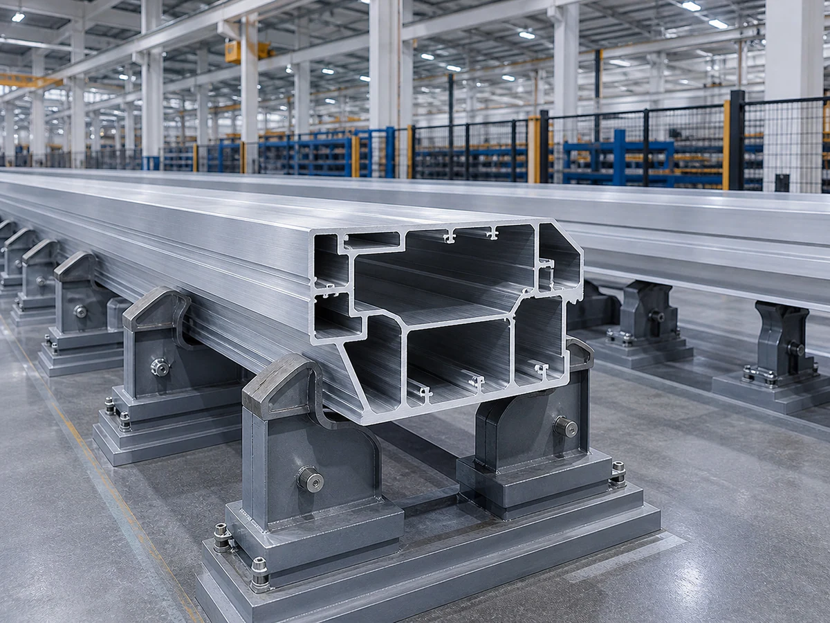 Large rail transit aluminum section supported around reinforced structural areas
