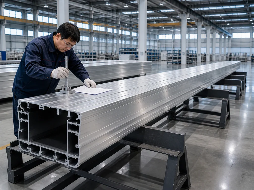 Rail transit structural aluminum part checked from the agreed finished-length datum