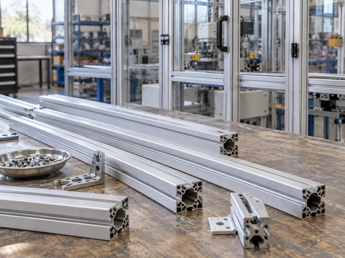 Illustrative aluminum frame members before assembly