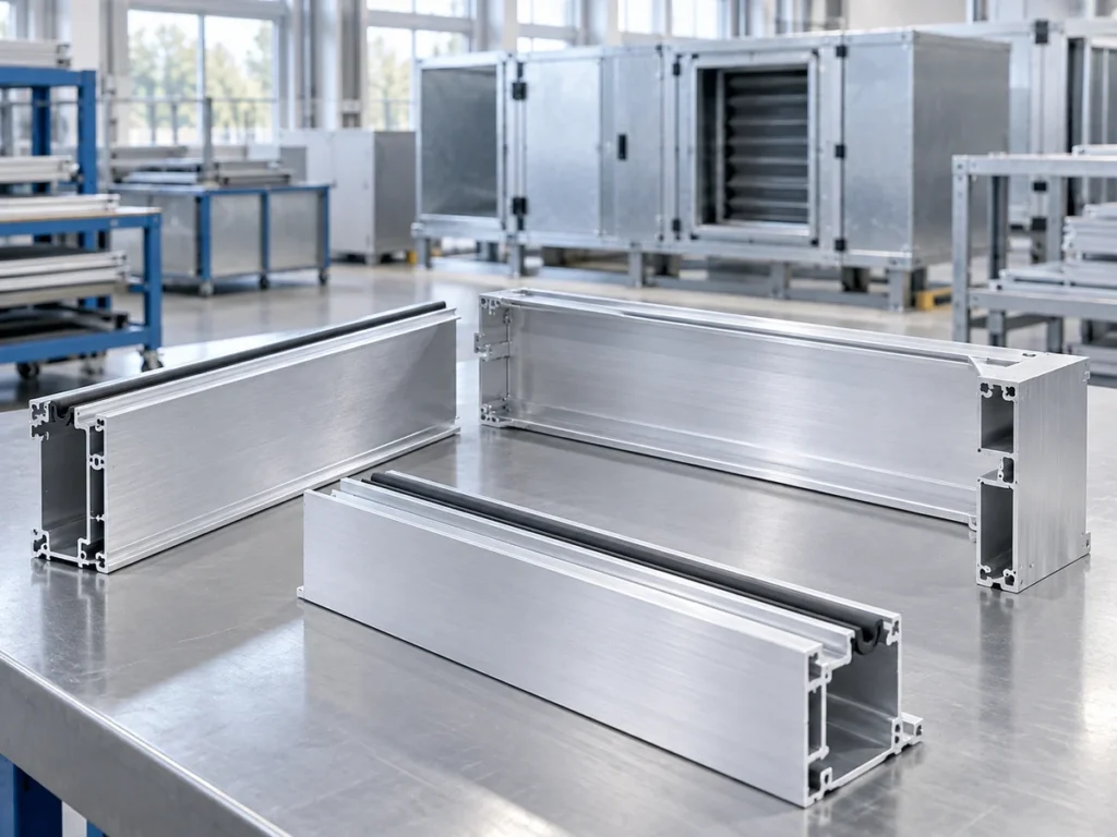 Separate aluminum enclosure frame members with different section shapes