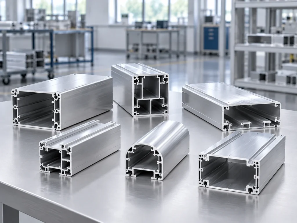 Open enclosure sections with flat and curved faces for a laser marking aluminum drawing review