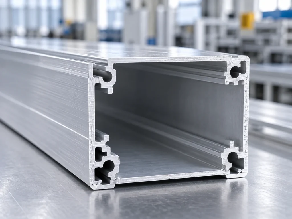 Rectangular housing section with a cut end, internal channels and broad outside faces