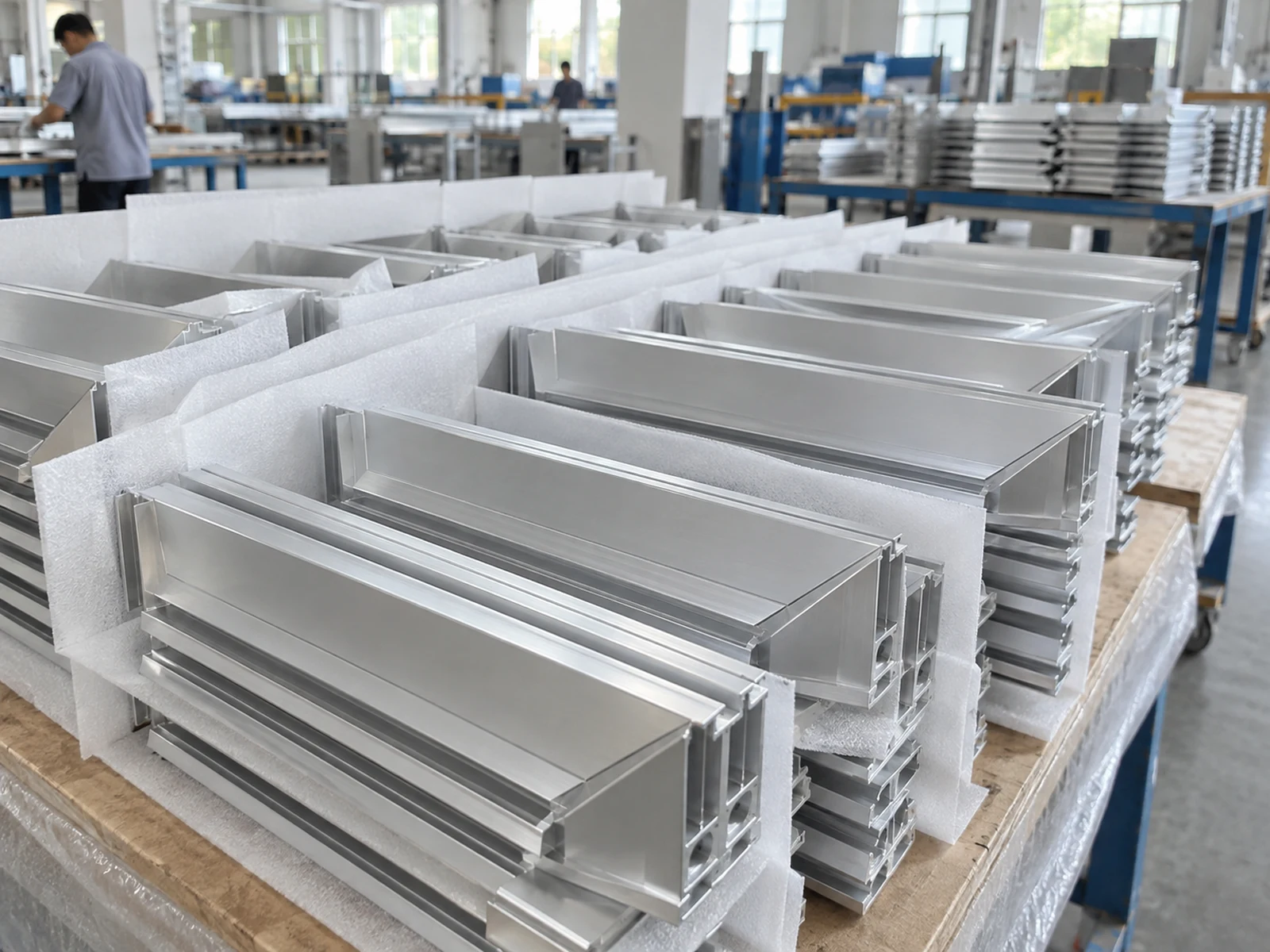 Illustrative separated aluminum frame batches for a shipment identity review
