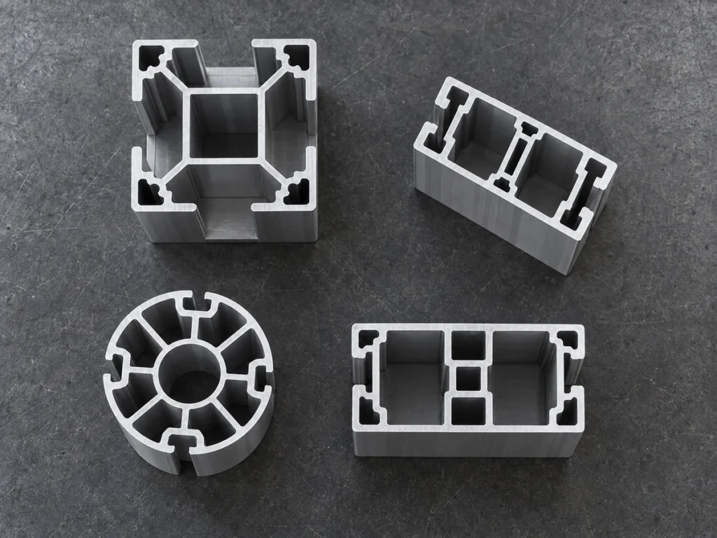 Four hollow profile sections with different internal wall arrangements