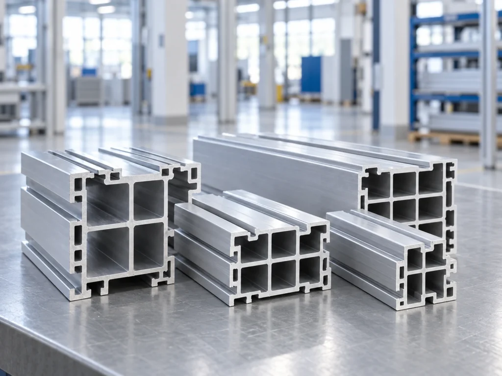 Hollow aluminum sections arranged on a bench