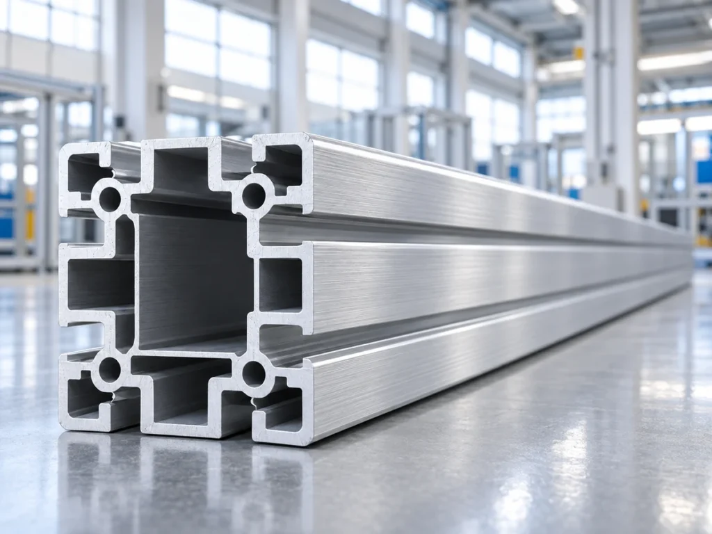 Multi-cavity extrusion with external slots illustrating aluminum cutting before powder coating planning