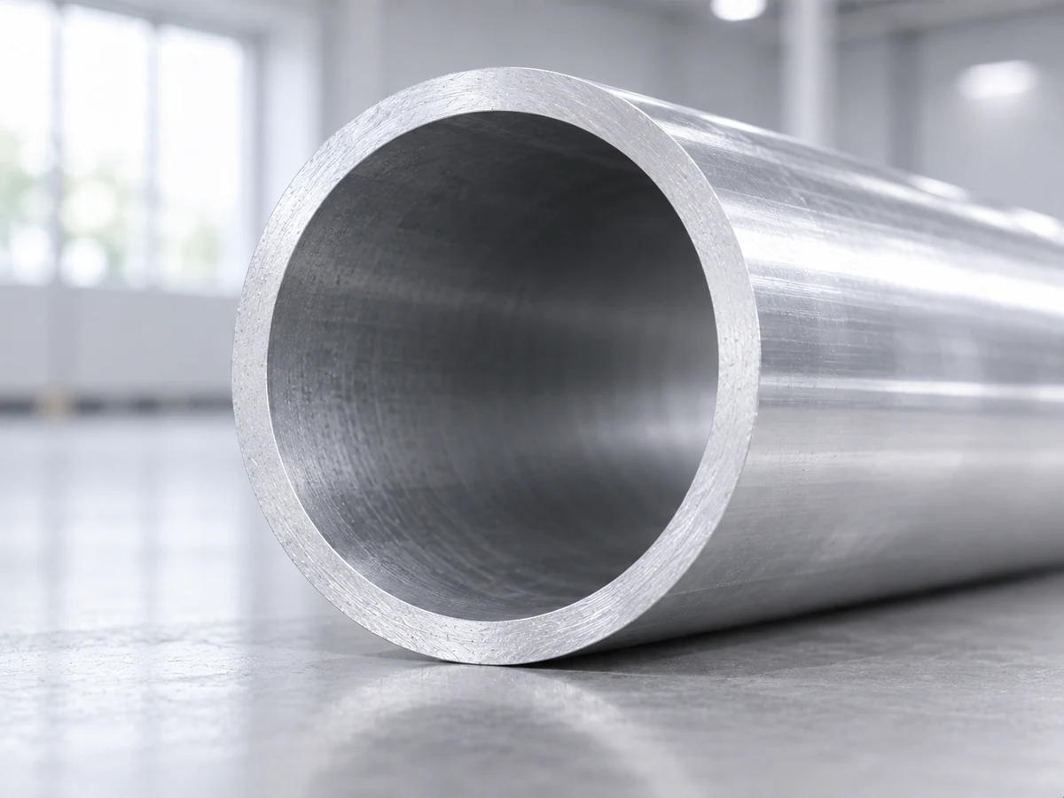 Round aluminum tube end showing the hollow section and visible end face