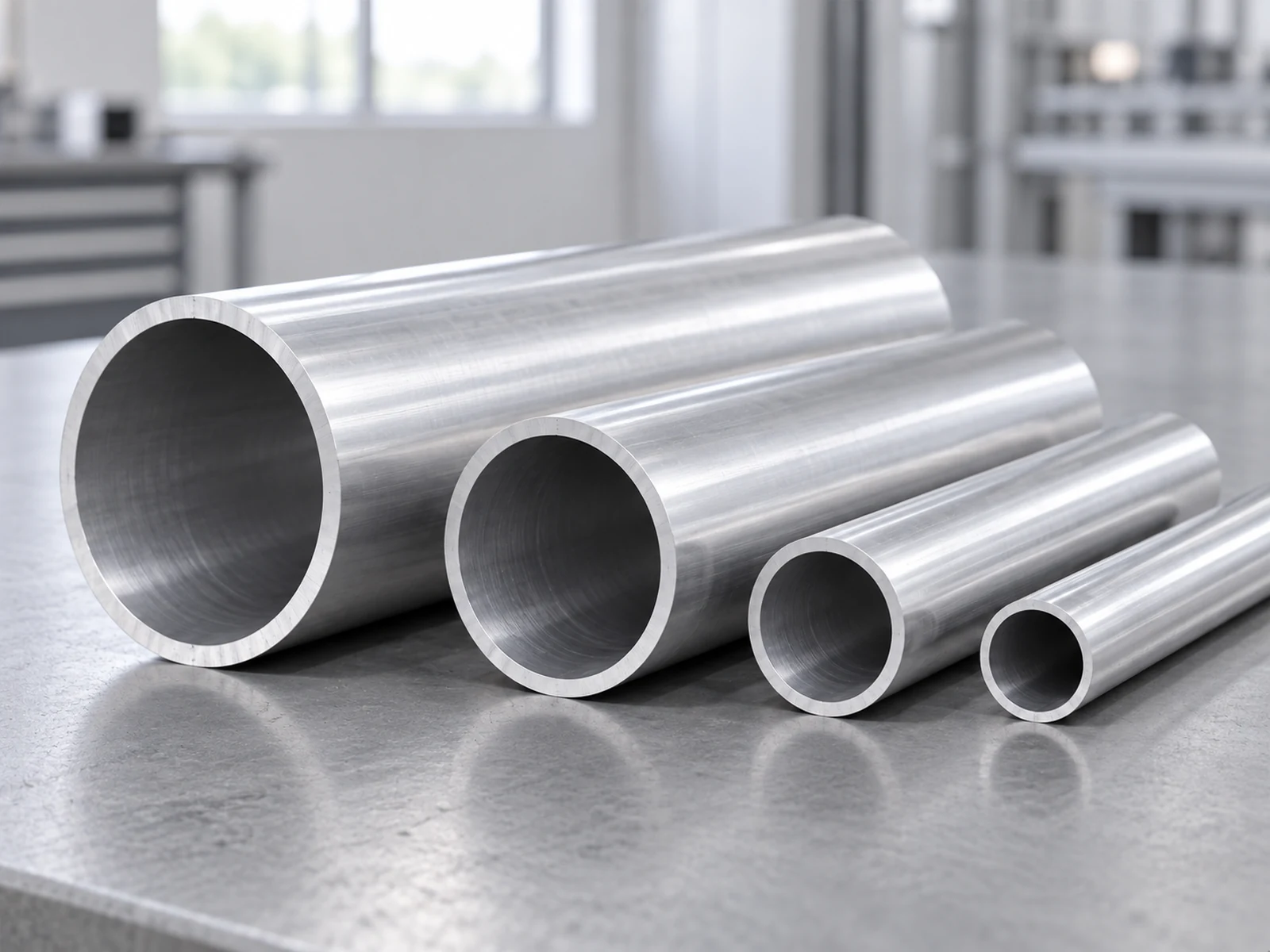 Illustrative round tube samples for an aluminum saw for scaffolding manufacturing