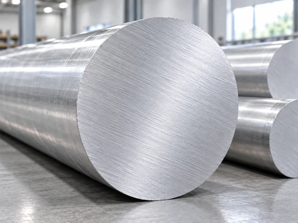 Cut end face of a solid aluminum round bar