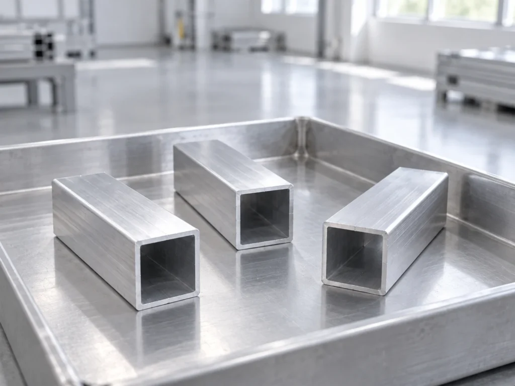 Three separate square tubes showing opening geometry for a telescoping aluminum tubing fit review
