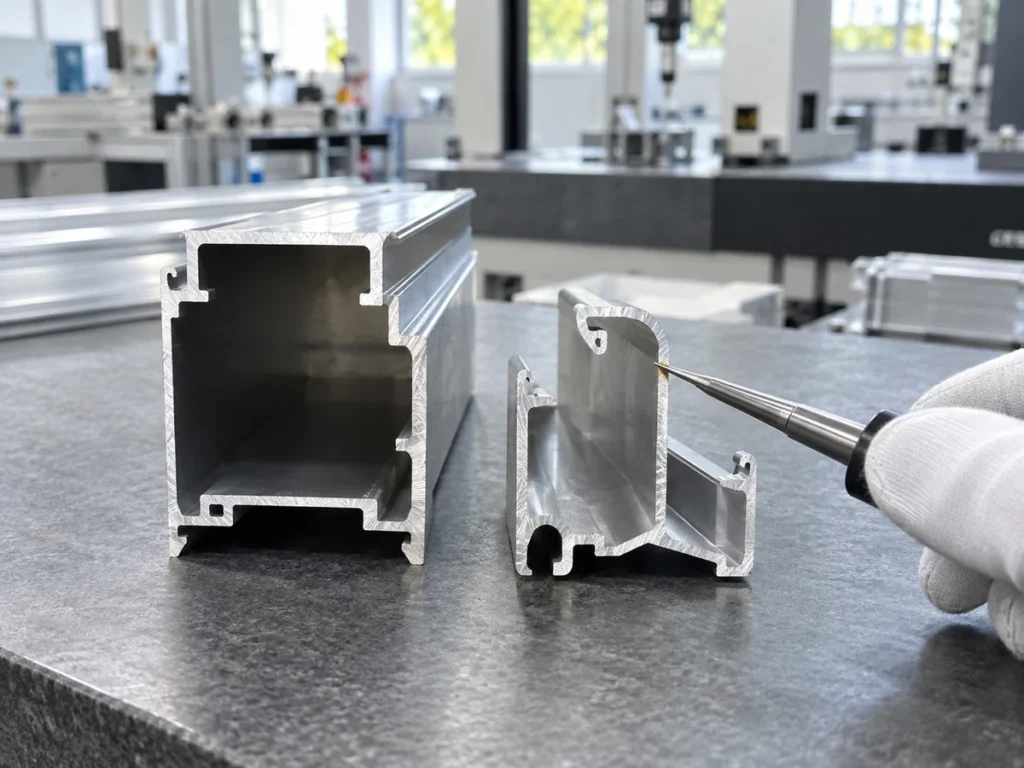 Profile end faces and probe for an aluminum burr height inspection review