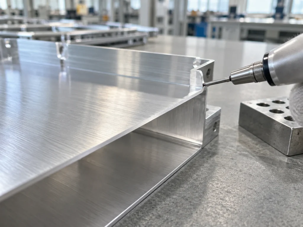 Probe beside the edge of an aluminum channel