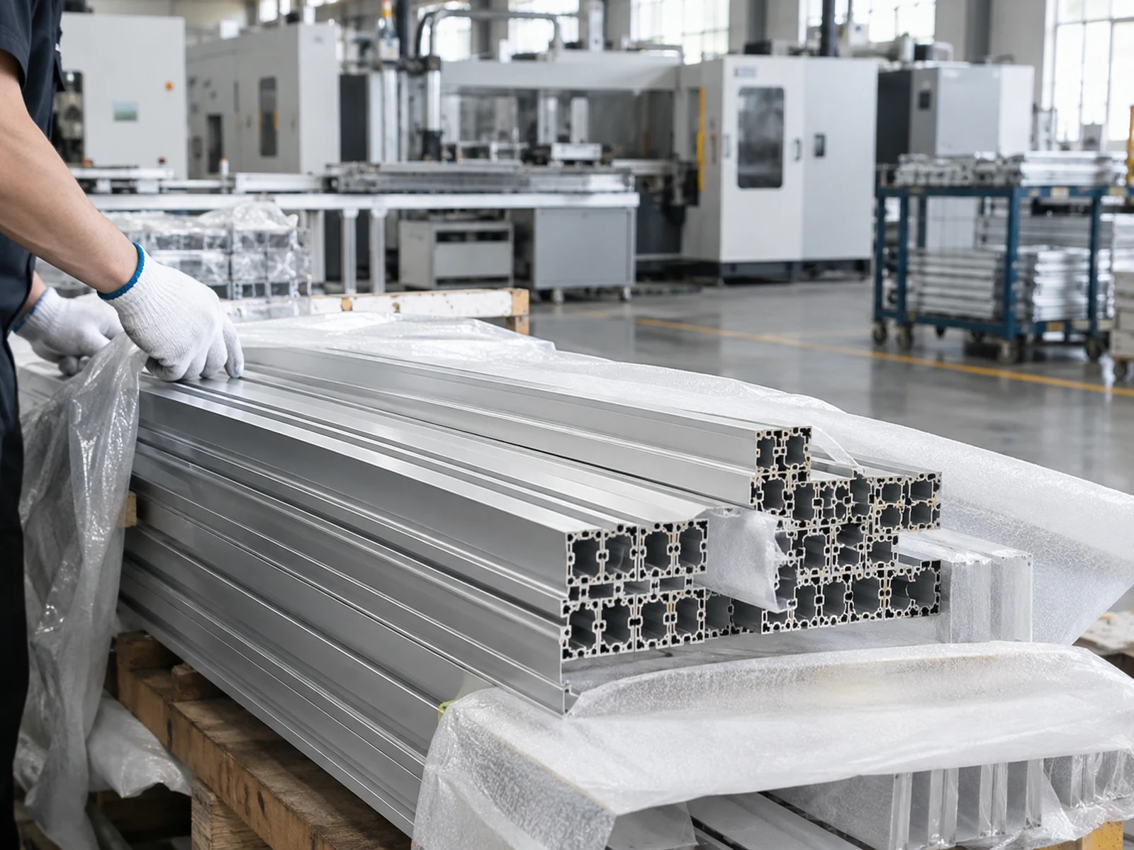 Illustrative wrapping of aluminum profiles during preparation